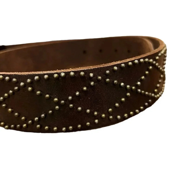 Old Navy Brown Leather Studded Belt M - Picture 2 of 5